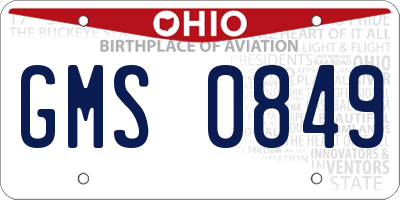 OH license plate GMS0849