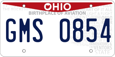 OH license plate GMS0854