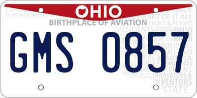 OH license plate GMS0857