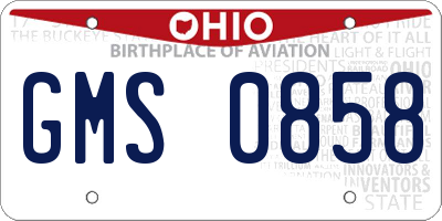 OH license plate GMS0858