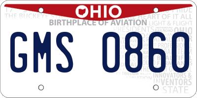 OH license plate GMS0860