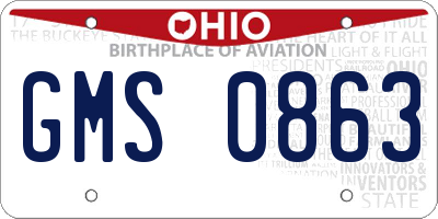 OH license plate GMS0863