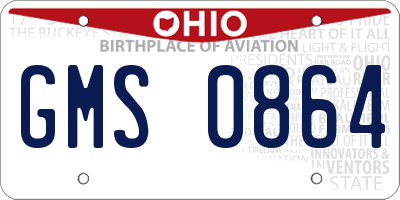 OH license plate GMS0864