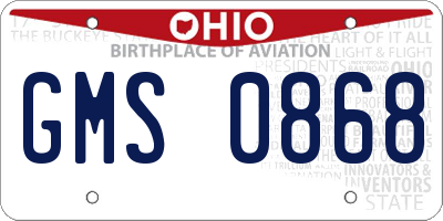 OH license plate GMS0868