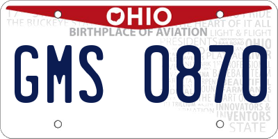 OH license plate GMS0870