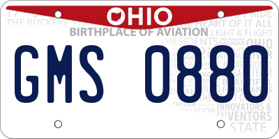 OH license plate GMS0880