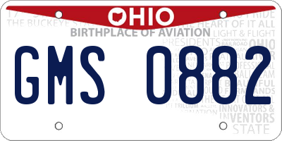 OH license plate GMS0882