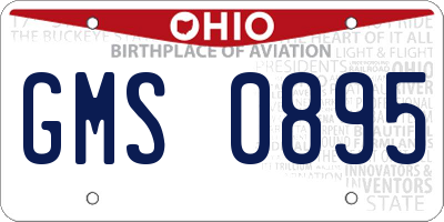 OH license plate GMS0895
