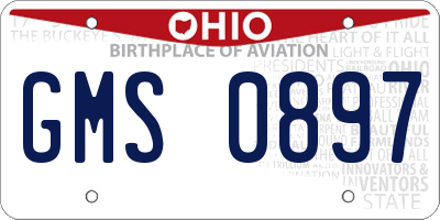 OH license plate GMS0897