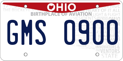 OH license plate GMS0900