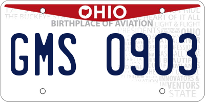OH license plate GMS0903