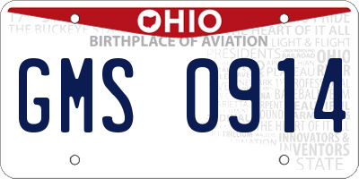 OH license plate GMS0914