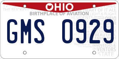 OH license plate GMS0929