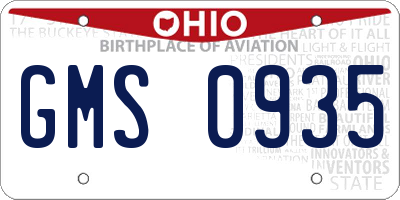 OH license plate GMS0935