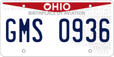 OH license plate GMS0936