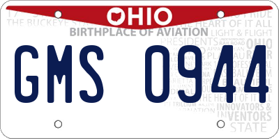 OH license plate GMS0944