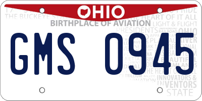OH license plate GMS0945
