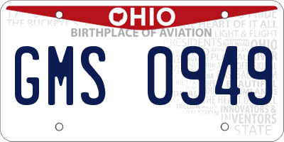 OH license plate GMS0949