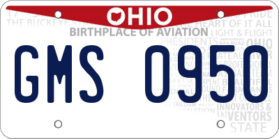 OH license plate GMS0950