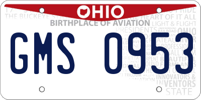 OH license plate GMS0953