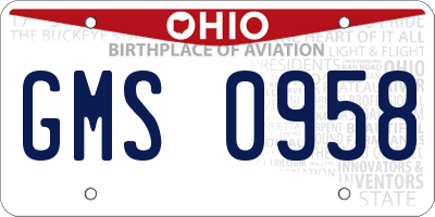 OH license plate GMS0958