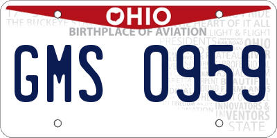 OH license plate GMS0959