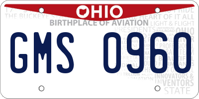 OH license plate GMS0960