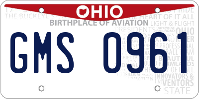 OH license plate GMS0961