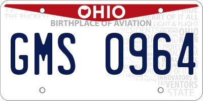 OH license plate GMS0964