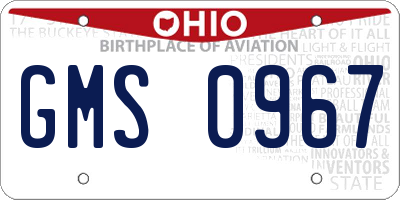 OH license plate GMS0967