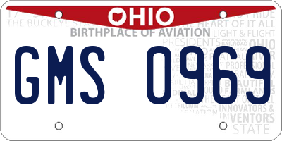 OH license plate GMS0969