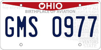 OH license plate GMS0977
