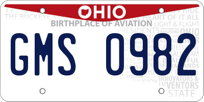 OH license plate GMS0982