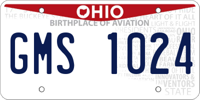 OH license plate GMS1024