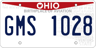 OH license plate GMS1028