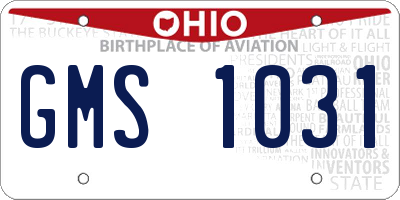 OH license plate GMS1031
