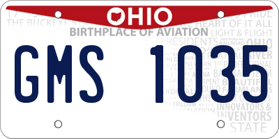 OH license plate GMS1035