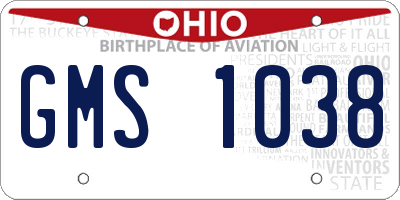 OH license plate GMS1038
