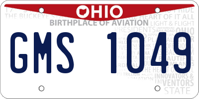 OH license plate GMS1049