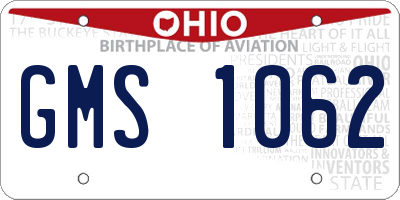 OH license plate GMS1062