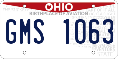 OH license plate GMS1063