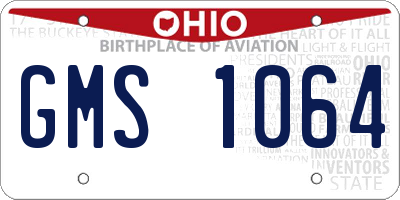 OH license plate GMS1064