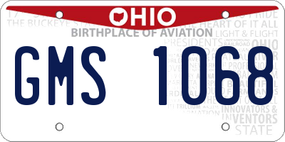 OH license plate GMS1068