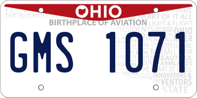 OH license plate GMS1071