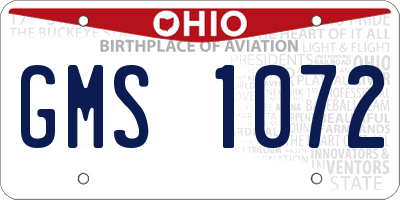 OH license plate GMS1072