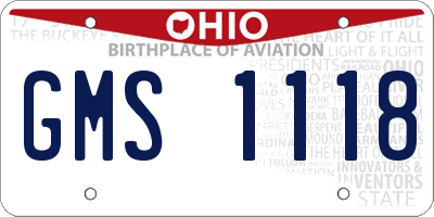 OH license plate GMS1118