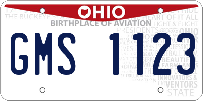 OH license plate GMS1123