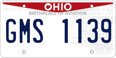 OH license plate GMS1139