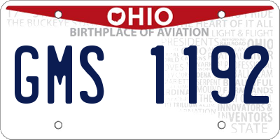 OH license plate GMS1192