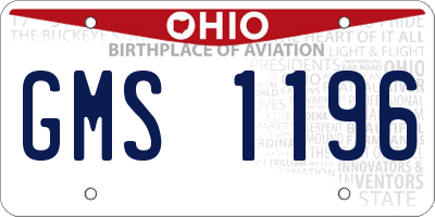 OH license plate GMS1196